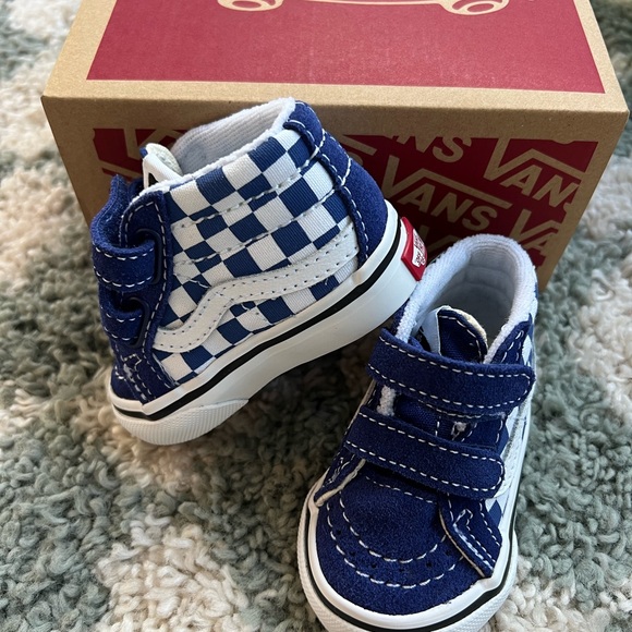 VANS Sk8-Mid Reissu in Theory Blueprint blue toddler shoes size 2 NEW - Picture 2 of 9